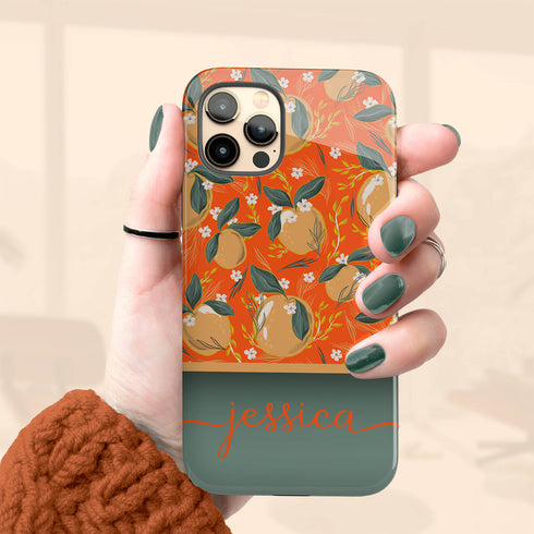 Christmas Oranges Custom Name iPhone Case